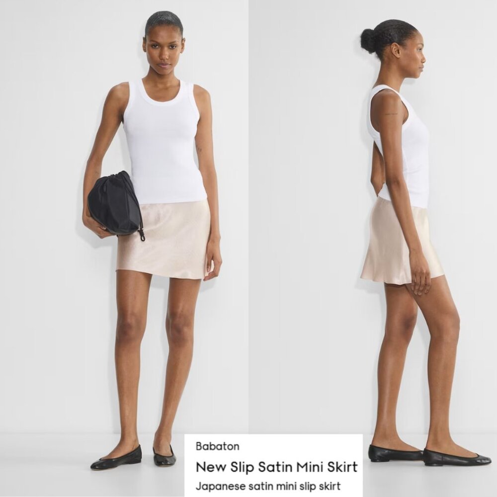 Aritzia Babaton New Slip Satin Mini Skirt Denude Size 00